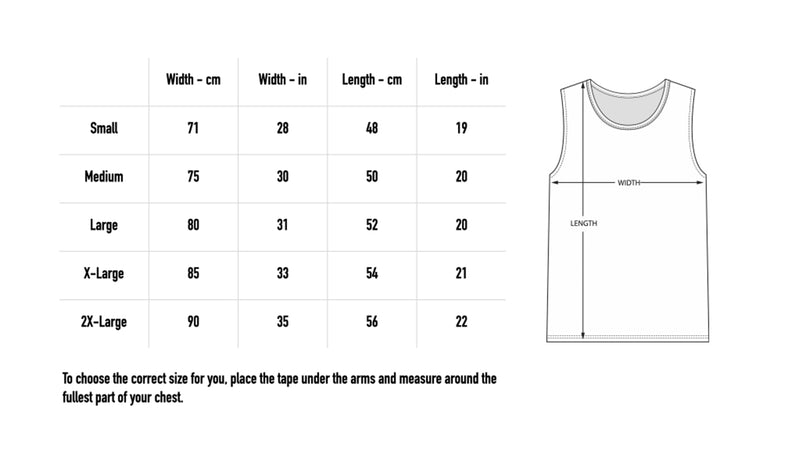 Size chart for Metal Logo Tank - White